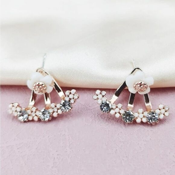 5/$25  Sided Ear Jacket Earrings Rhinestone Earrings - Picture 1 of 6